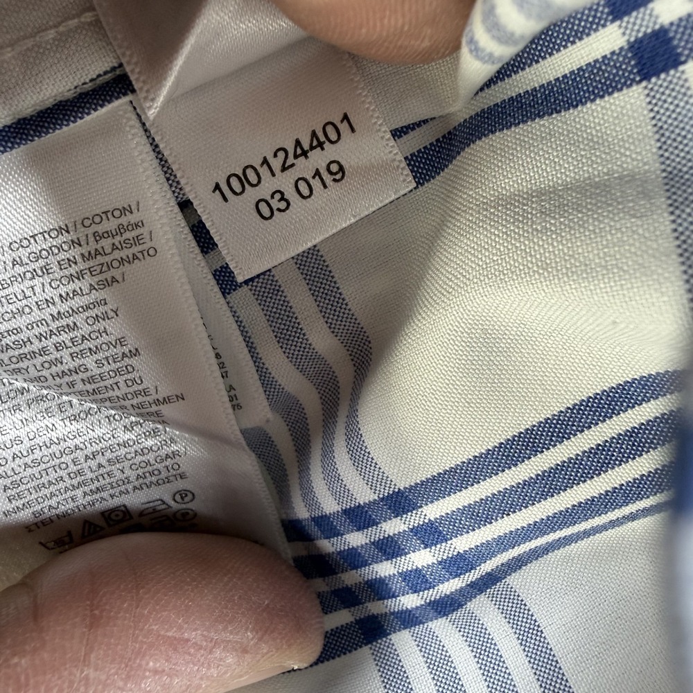 Brooks Brothers Regent Shirt Men XL Blue White Plaid Non Iron Cotton Button Down - Picture 4 of 10
